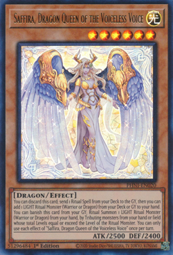 YUGIOH SAFFIRA, DRAGON QUEEN OF THE VOICELESS VOICE ULTRA RARE 1ST NM PHNI-EN020 - Image 1