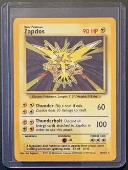 POKEMON ZAPDOS 16/102 BASE SET RARE HOLO 1999 NEAR MINT CONDITION - Image 3