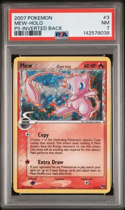 2007 POKEMON POP SERIES 5 INVERTED BACK #3 MEW-HOLO PSA 7 - Image 1