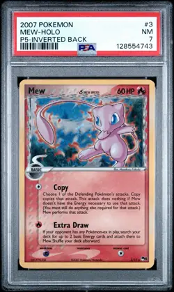 Mew Delta Species 3/17 Pop Series 5 Holo Swirl Card Inverted Back Error PSA 7 - Image 1