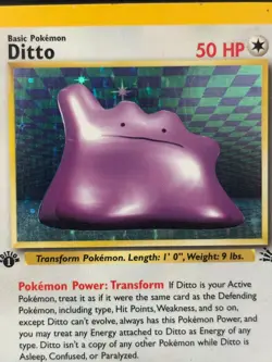 Ditto 3/62 1st Edition Holo Rare Fossil Vintage Pokemon TCG Card - Image 2
