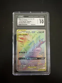 Pokemon Tag Team Mega Sableye Tyranitar GX Unified Minds 245/236 Rainbow CGC 10 - Image 1