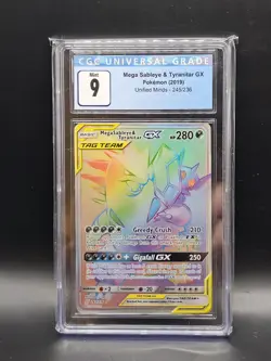 Pokemon Mega Sableye & Tyranitar GX 245/236 Unified Minds Tag Team CGC 9 graded - Image 1