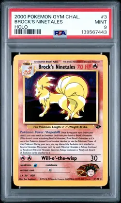 2000 POKEMON GYM CHALLENGE HOLO #3 BROCK'S NINETALES PSA 9 - Image 1