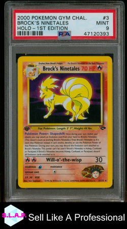 BROCK'S NINETALES HOLO-1ST EDITION POKEMON GYM CHALLENGE 2000 3 PSA 9 - Image 1