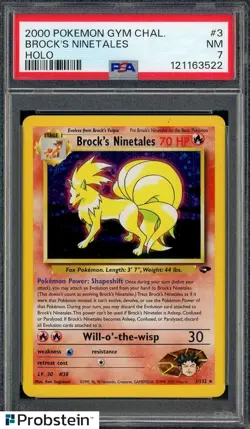 2000 Pokemon Gym Challenge #3 Brock's Ninetales Holo PSA 7 NM - Image 1