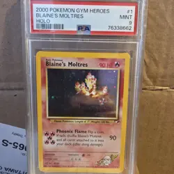 2000 Pokemon Card - Heroes: Blaine’s Moltres PSA 9 #1/132 Basic/Rare Holo - Image 3