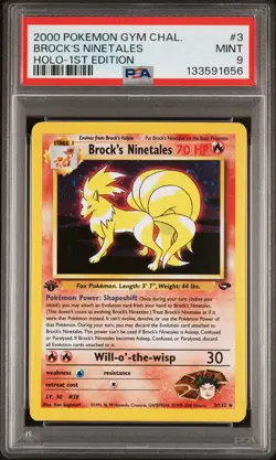 2000 POKEMON GYM CHALLENGE HOLO-1ST EDITION #3 BROCK'S NINETALES PSA 9 - Image 1