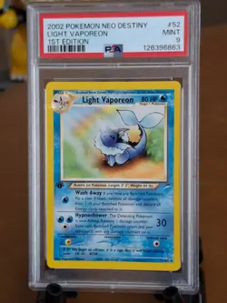 2002 Pokemon Neo Destiny Light Vaporeon 1st Edition #52 - PSA 9 MINT CLEAN! - Image 1