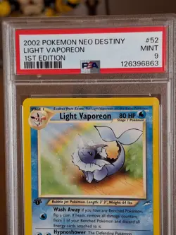2002 Pokemon Neo Destiny Light Vaporeon 1st Edition #52 - PSA 9 MINT CLEAN! - Image 2