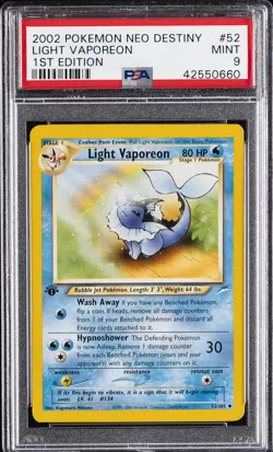 2002 POKEMON NEO DESTINY 1ST ED #52 LIGHT VAPOREON PSA 9 - Image 1