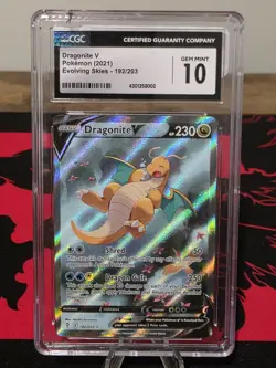 Pokemon Dragonite V Evolving Skies Full Alt Art #192 CGC 10 Gem Mint - Image 1