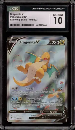 Pokemon Dragonite V Evolving Skies Full Alt Art #192 CGC 10 Gem Mint - Image 1