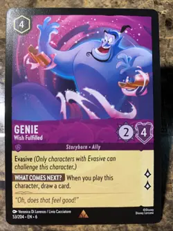 Disney Lorcana Azurite Sea Genie - Wish Fulfilled 53/204 Regular Rare - Image 1