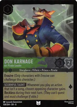 Don Karnage Air Pirate Leader Foil 108/204 Reign of Jafar Disney Lorcana - Image 1