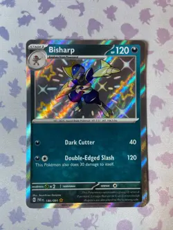 Bisharp - 186/091 - Paldean Fates - Pokemon TCG Card Baby Shiny NM Rare Holo - Image 2