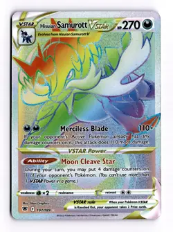 Pokemon TCG Hisuian Samurott VSTAR 197/189 Astral Radiance Rainbow Card - NM - Image 1