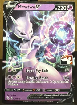 Pokemon TCG Mewtwo V 030/078 PRIZE PACK Series STAMPED Rare Holo Pokemon Card 📈 - Image 1