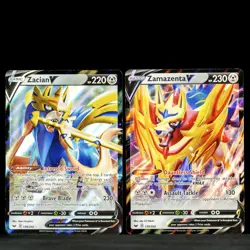 Zacian V 138/202 and Zamazenta 139/202 Ultra Rare Crown Zenith Pokemon Cards - Image 1
