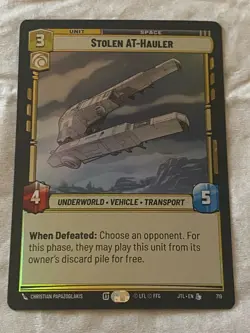 STAR WARS UNLIMITED TCG JTL STOLEN AT-HAULER Legendary Foil Card NM - Image 1