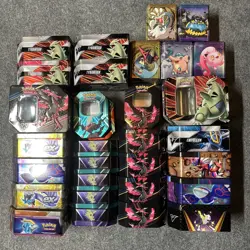 Pokemon TCG Assorted Empty Storage Tins Lot Of 33 2011 to 2024 No Cards *EMPTY - Image 1