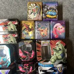 Pokemon TCG Assorted Empty Storage Tins Lot Of 33 2011 to 2024 No Cards *EMPTY - Image 5