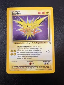 Pokemon WOTC 1999 Fossil Base Set Zapdos Rare HOLO Vintage Pokemon Card NM - Image 1