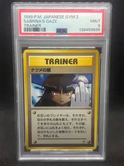 1999 PSA 9 MINT Pokemon TCG Card Sabrina's Gaze BANNED ART Japanese Gym 2 - Image 1