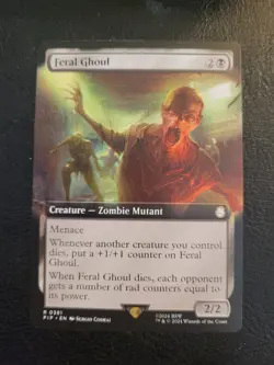 Feral Ghoul - Extended Art PIP Magic MTG #0381 Black Rare Zombie Borderless LP - Image 1