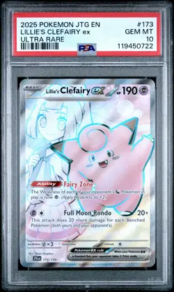 2025 POKEMON JTG EN-JOURNEY TOGETHER ULTRA RARE #173 LILLIE'S CLEFAIRY EX PSA 10 - Image 1