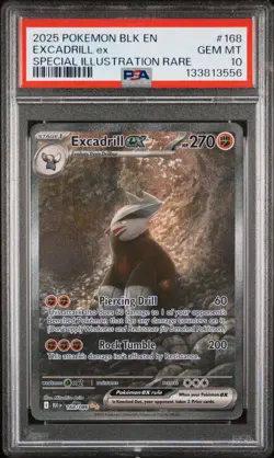 PSA 10 Excadrill ex 168/086 Pokemon Sv Black Bolt Special Illustration Rare 2025 - Image 1