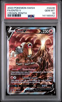 2023 POKEMON SWORD & SHIELD CROWN ZENITH #GG36 FULL ART/ENTEI V PSA 10 - Image 1