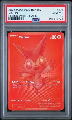 2025 POKEMON BLK EN-BLACK BOLT BLACK WHITE RARE #171 VICTINI PSA 10 - Image 1