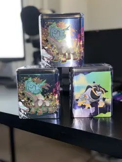 Pokemon TCG Stack ‘Em High Tins, 1 Tin, 3 Packs, 2 Stickers , Factory Sealed 🔥 - Image 1