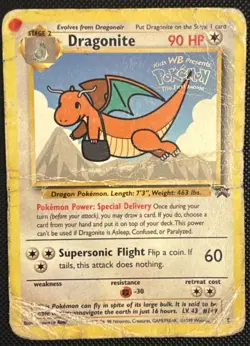 Pokemon TCG Dragonite Black Star Promo #5 WOTC Vintage Heavy Played / Damaged - Image 1