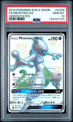 PSA 10 Mewtwo GX SV59/SV94 Hidden Fates Shiny Vault Pokemon 2019 - Image 1