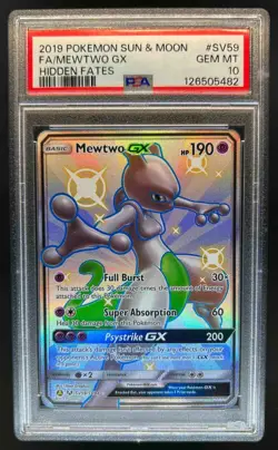 2019 Pokemon SM Hidden Fates Mewtwo GX Shiny Vault Rare #SV59/SV94 PSA 10 - Image 1