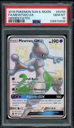 Pokemon PSA 10 Mewtwo GX SV59/SV94 Sun & Moon Hidden Fates Shiny Vault Mint - Image 1