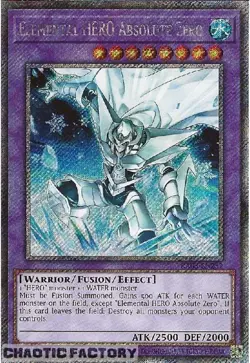 YUGIOH RA03-EN231 Elemental HERO Absolute Zero Platinum Secret Rare 1st Edition - Image 1
