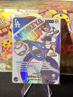 *CUSTOM* One Piece EB02-010 Monkey.D.Luffy Leader Alt Art LA Dodgers Near Mint - Image 1