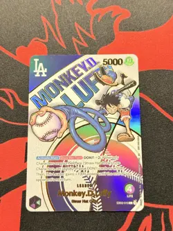 *CUSTOM* One Piece EB02-010 Monkey.D.Luffy Leader Alt Art LA Dodgers Near Mint - Image 3