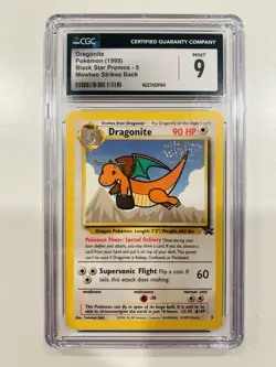 CGC 9 MINT Dragonite # 5 WB Movie WOTC Black Star PROMO Pokemon Card - Image 1