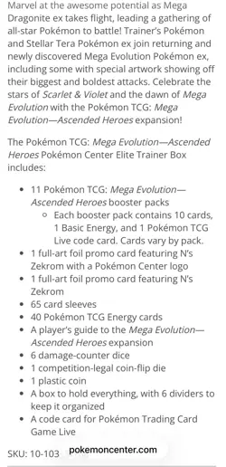 Pokemon Center TCG Ascended Heroes ETB Elite Trainer Box - PRESALE CONFIRMED ✅ - Image 5