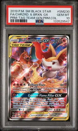 2019 POKEMON SM BLACK STAR PROMO #SM230 FULL ART/CHARIZARD & BRAIXEN GX PSA 10 - Image 1