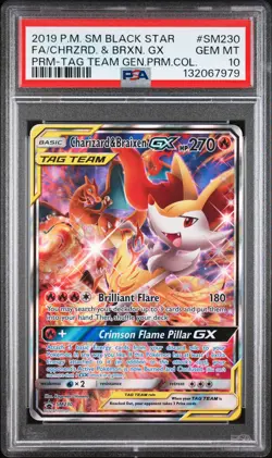 2019 POKEMON SM BLACK STAR PROMO #SM230 FULL ART/CHARIZARD & BRAIXEN GX PSA 10 - Image 1