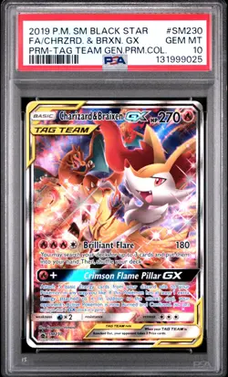 2019 POKEMON SM BLACK STAR PROMO #SM230 FULL ART/CHARIZARD & BRAIXEN GX PSA 10 - Image 1