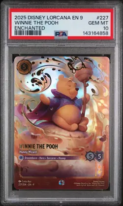 2025 DISNEY LORCANA EN 9-FABLED ENCHANTED WINNIE THE POOH - HUNNY WIZARD PSA 10 - Image 1