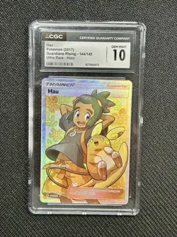 2017 Pokemon Sun Moon Guardians Rising Hau Full Art #144/145 CGC 10 Gem Mint - Image 1