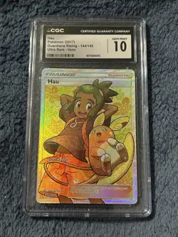 2017 Pokemon Sun Moon Guardians Rising Hau Full Art #144/145 CGC 10 Gem Mint - Image 1