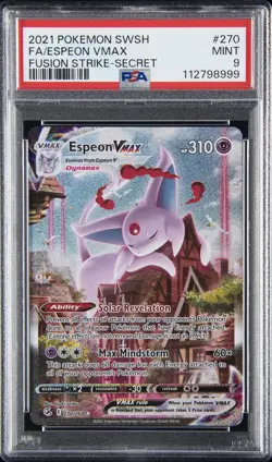 2021 POKEMON SWORD & SHIELD FUSION STRIKE SECRET #270 FULL ART/ESPEON VMAX PSA 9 - Image 1